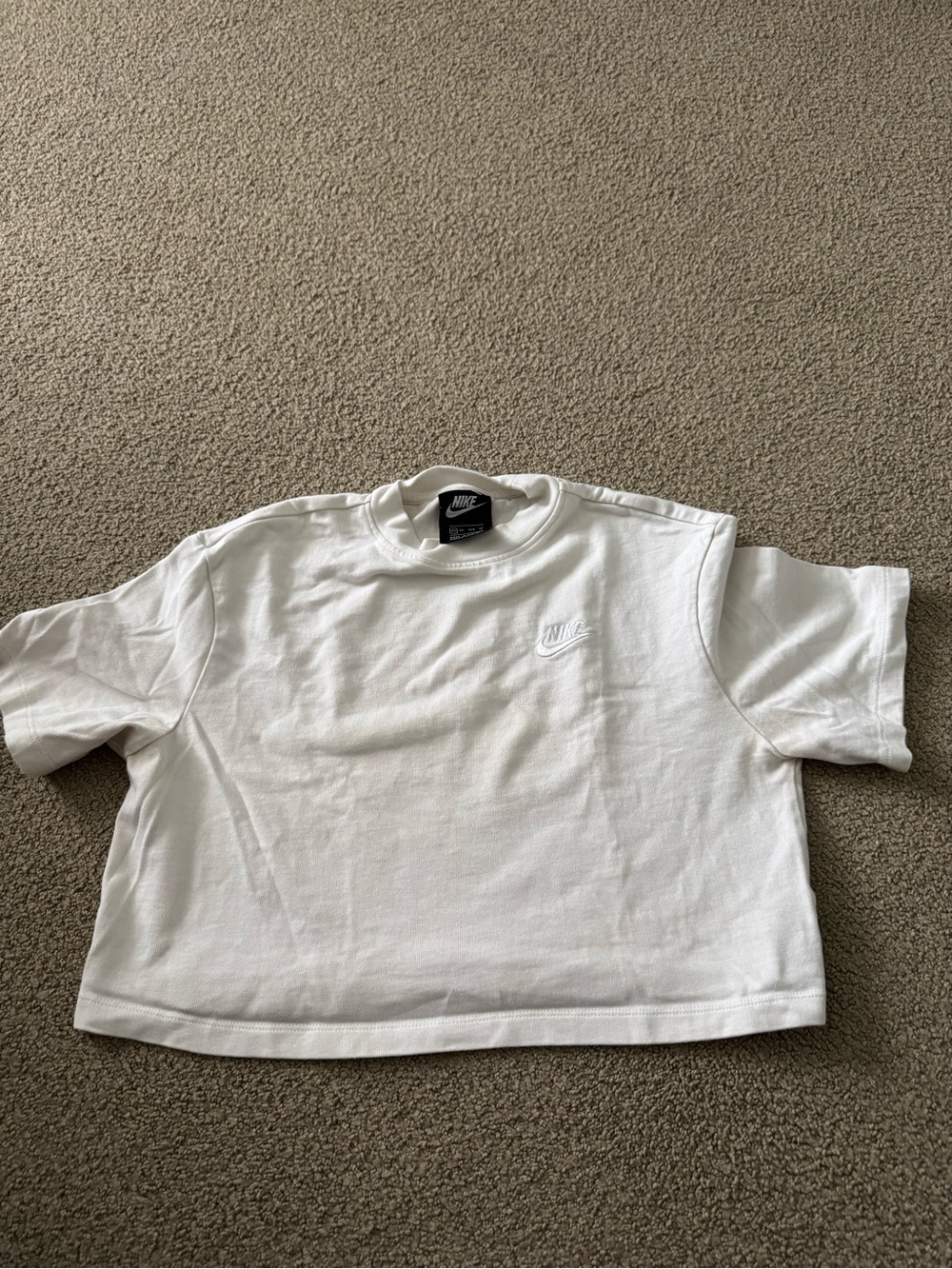 Nike White Cropped Crewneck Tee
